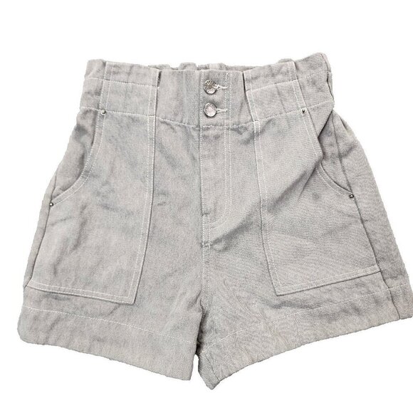 Magali Pascal gray denim shorts ultra high waist cargo Anthropologie size 6 - Picture 1 of 16